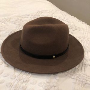 Free People Flat Brimmed Olive Green Wool Hat